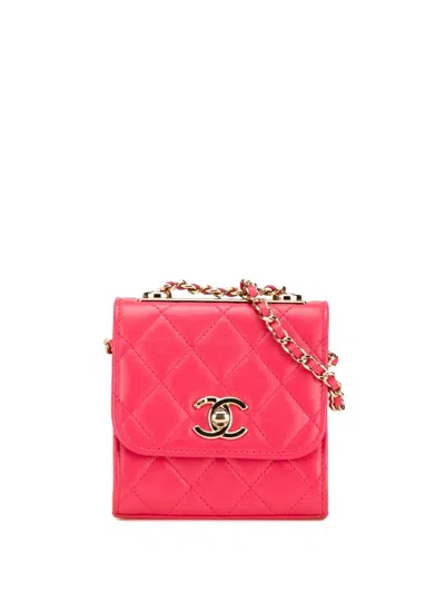 Pre-owned Chanel 2019 Mini Lambskin Trendy Cc Clutch With Chain Crossbody Bag In Pink