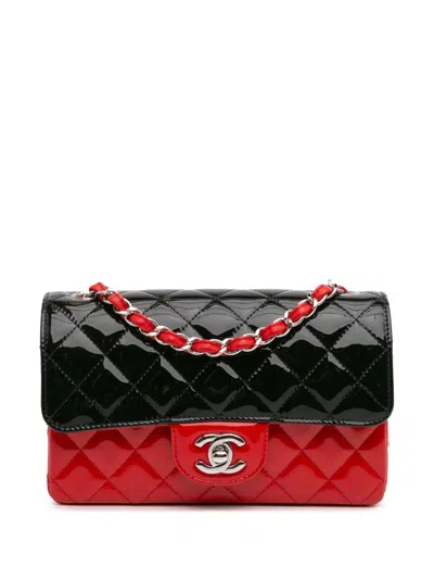 Pre-owned Chanel 2019 Mini Rectangular Bicolor Patent Single Flap Crossbody Bag