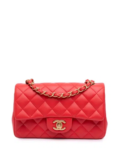 Pre-owned Chanel 2019 Mini Rectangular Classic Lambskin Single Flap Crossbody Bag