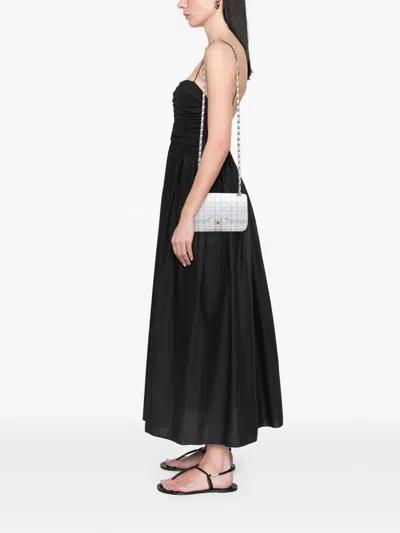 Pre-owned Chanel 2019 Mini Rectangular Classic Printed Calfskin Single Flap Crossbody Bag In White