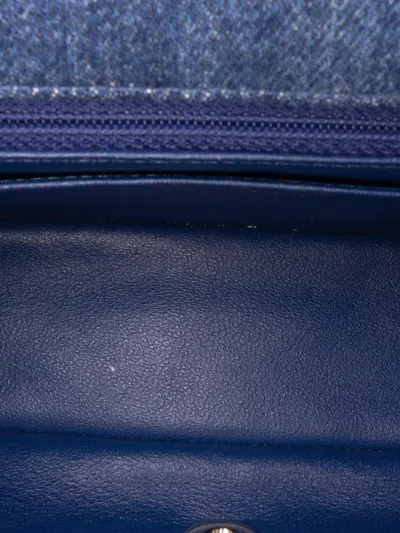 Pre-owned Chanel 2019 Mini Rectangular Multicolor Classic Denim Single Flap Crossbody Bag In Blue