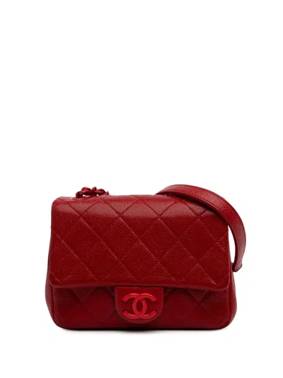 Pre-owned Chanel 2019 Mini Square Caviar Incognito Flap Crossbody Bag