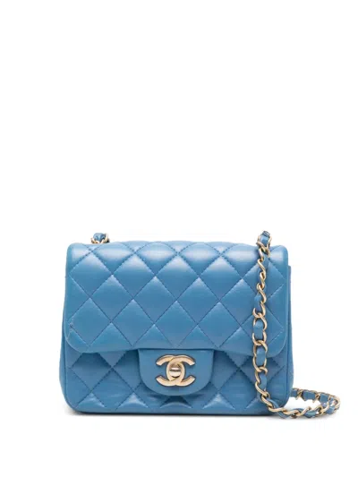 Pre-owned Chanel 2019 Mini Square Timeless Crossbody Bag In Blue