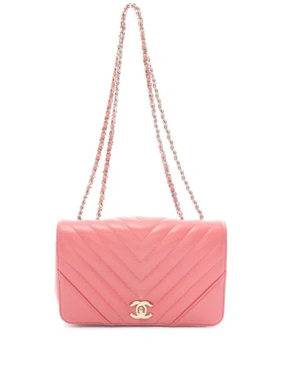 Pre-owned Chanel 2019 Mini Statement Flap Shoulder Bag In Pink