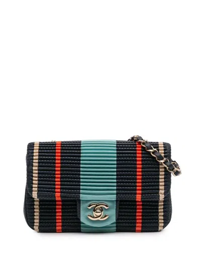 Pre-owned Chanel 2019 New Mini Coco Pleats Perforated Calfskin Single Flap Crossbody Bag