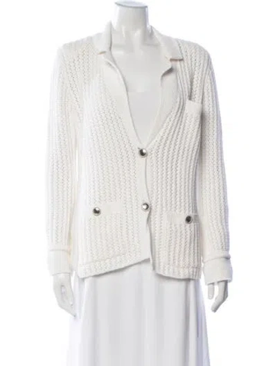 Pre-owned Chanel 2019 Open Front Sweater In White