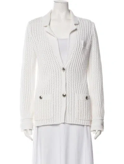 Pre-owned Chanel 2019 Open Front Sweater In White