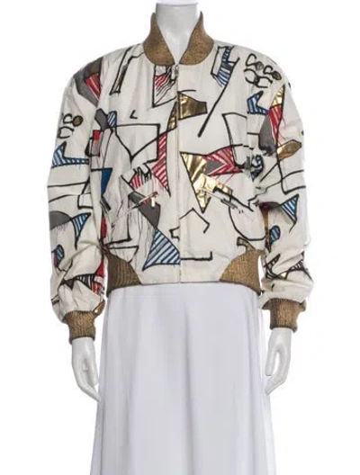 Pre-owned Chanel 2019 Paris-new York Bomber Jacket W/ Tags In White
