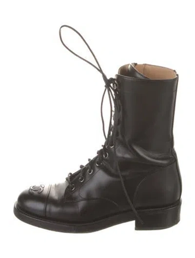 Pre-owned Chanel 2019 Paris-new York Combat Boots In Black