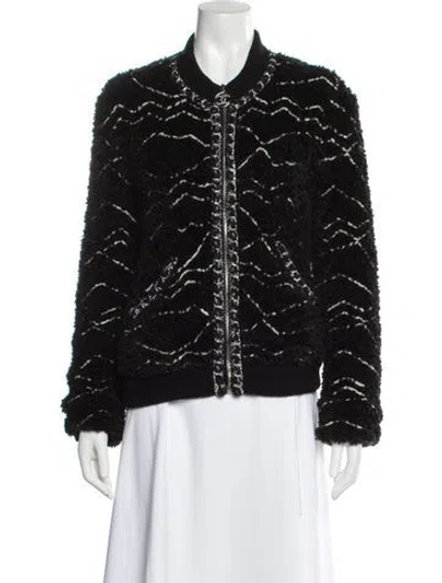 Pre-owned Chanel 2019 Patterned Bomber Jacket In Black
