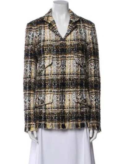 Pre-owned Chanel 2019 Plaid Print Blazer In Black