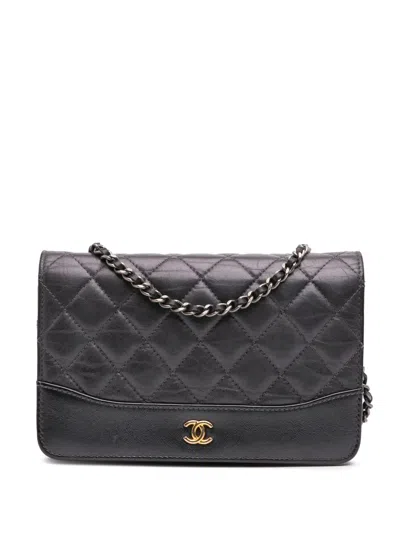 Pre-owned Chanel 2019 Quilted Aged Calfskin Gabrielle Wallet On Chain Crossbody Bag