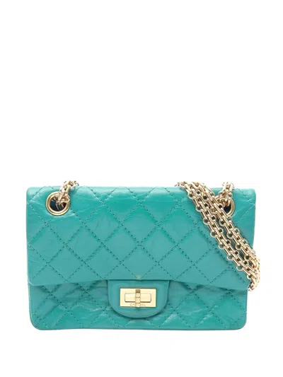 Pre-owned Chanel 2019 Quilted Aged Calfskin Reissue 2.55 Flap Shoulder Bag In Green