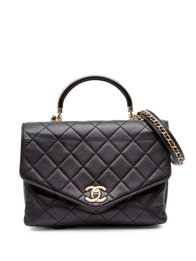 Pre-owned Chanel 2019 Quilted Calfskin Gold Top Handle Flap Satchel