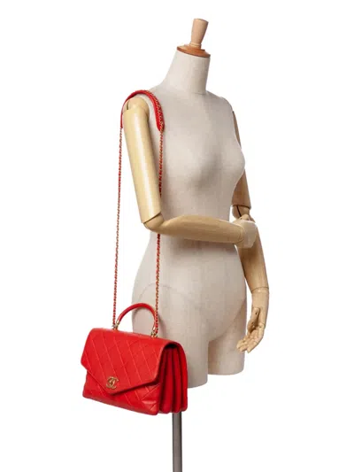 Pre-owned Chanel 2019 Quilted Calfskin Metal Top Handle Envelope Flap Satchel