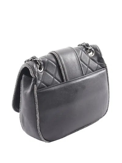 Pre-owned Chanel 2019 Quilted Lambskin And Metallic Trim Elementary Chic Flap Crossbody Bag In Black