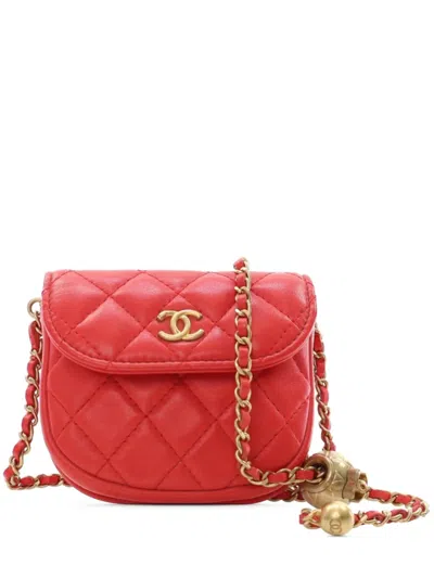 Pre-owned Chanel 2019 Quilted Lambskin Pearl Crush Waist Bag Belt Bag