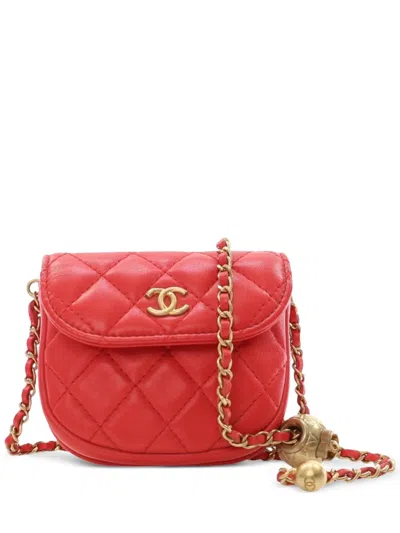 Pre-owned Chanel 2019 Quilted Lambskin Pearl Crush Waist Bag Belt Bag