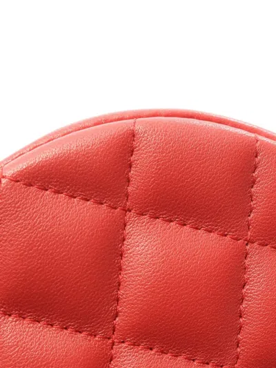 Pre-owned Chanel 2019 Quilted Lambskin Round Chain Around Clutch With Chain Shoulder Bag In Red
