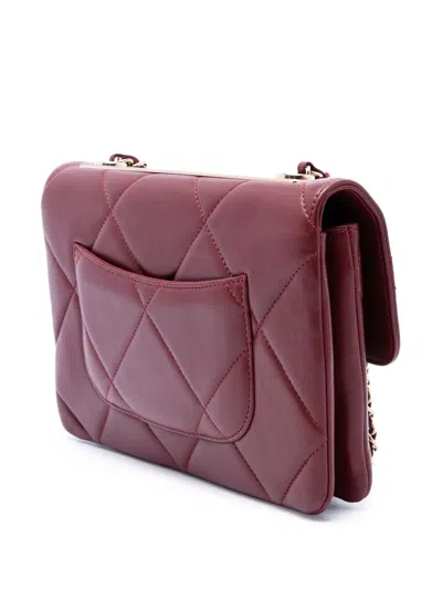 Pre-owned Chanel 2019 Quilted Lambskin Trendy Cc Flap Shoulder Bag In Red
