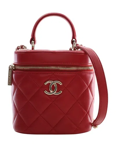 Pre-owned Chanel 2019 Quilted Lambskin Trendy Cc Vanity Case Satchel In Red