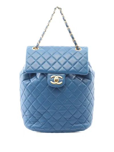 Pre-owned Chanel 2019 Quilted Lambskin Urban Spirit Backpack In Blue