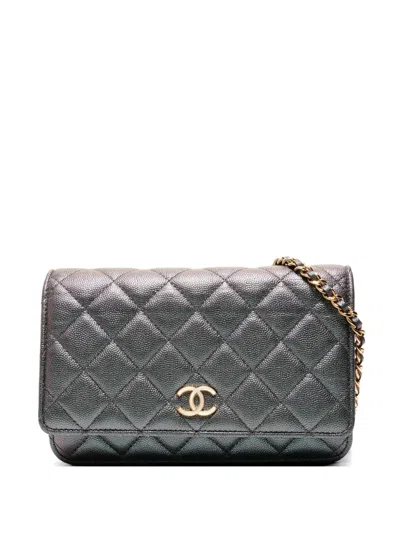Pre-owned Chanel 2019 Quilted Leather Cross Body Bag In Gray