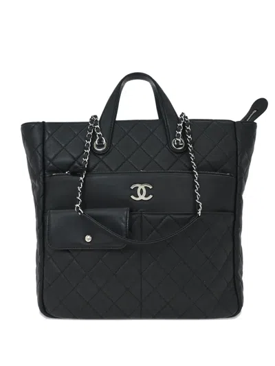 Pre-owned Chanel 2019 Quilted Ultra Pocket Tote Bag In Black