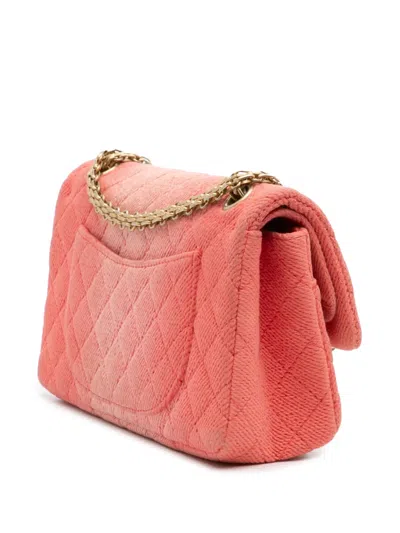 Pre-owned Chanel 2019 Reissue 2.55 Quilted Denim Ombre Double Flap 225 Shoulder Bag In Orange