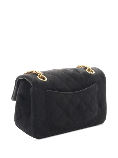 Pre-owned Chanel 2019 Reissue 2.55 Quilted Velvet Single Flap Shoulder Bag In Black