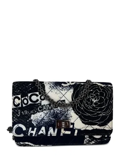 Pre-owned Chanel 2019 Reissue Quilted Printed Cross Body Bag In Black