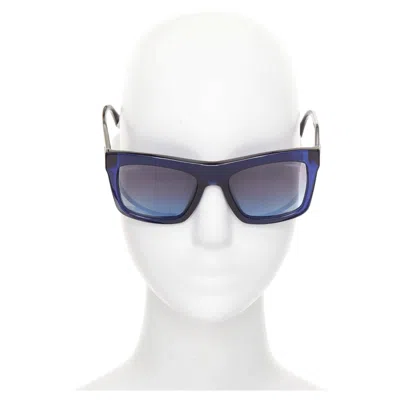 Pre-owned Chanel 2019 Runway 71042a Midnight Acetate Gradient Lenses Square Sunglasses In Gray