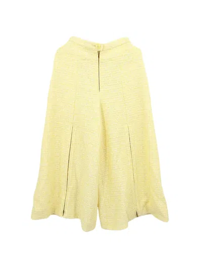 Pre-owned Chanel 2019 Sequin-embellished Tweed Trousers In Yellow