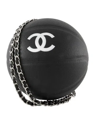 Pre-owned Chanel 2019 Signature Basketball & Chain-link Net Set In Black
