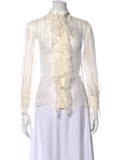 Pre-owned Chanel 2019 Silk Blouse In Neutrals