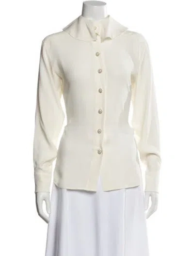 Pre-owned Chanel 2019 Silk Blouse In White