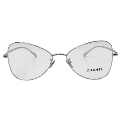 Pre-owned Chanel 2019 Silver-tone Metal Frame Butterfly Style Eye Glasses In Gray