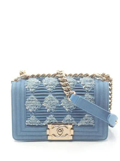 Pre-owned Chanel 2019 Small Boy Shoulder Bag In Blue