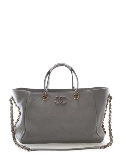 Pre-owned Chanel 2019 Small Bullskin Neo Soft Shopping Tote Satchel In Gray