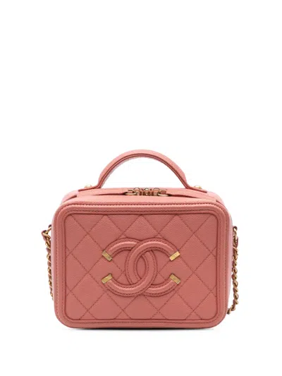 Pre-owned Chanel 2019 Small Caviar Cc Filigree Vanity Bag Satchel In Pink
