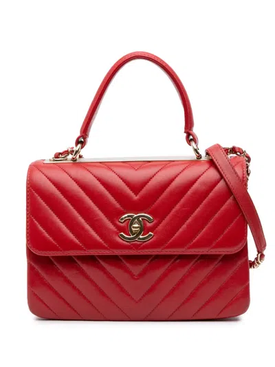 Pre-owned Chanel 2019 Small Chevron Lambskin Trendy Cc Flap Satchel