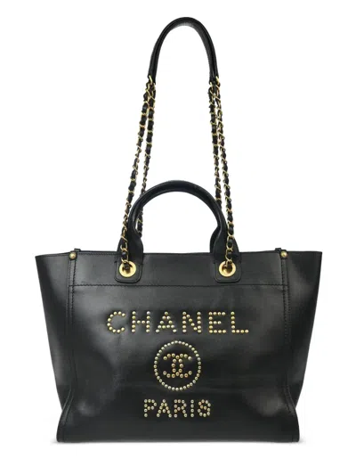 Pre-owned Chanel 2019 Small Deauville Two-way Bag In Black