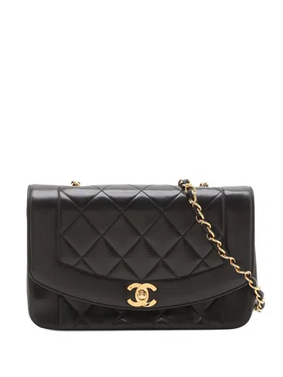Pre-owned Chanel 2019 Small Lambskin Diana Flap Crossbody Bag In Black