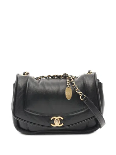 Pre-owned Chanel 2019 Small Lambskin Puffy Flap Crossbody Bag In Black