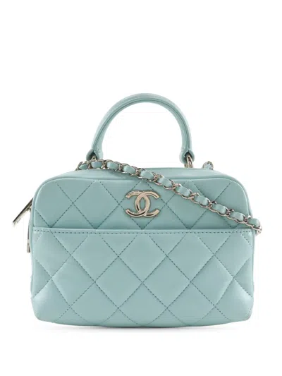 Pre-owned Chanel 2019 Small Lambskin Trendy Cc Bowling Bag Satchel In Blue