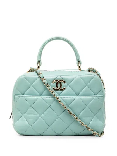 Pre-owned Chanel 2019 Small Lambskin Trendy Cc Bowling Bag Satchel In Blue
