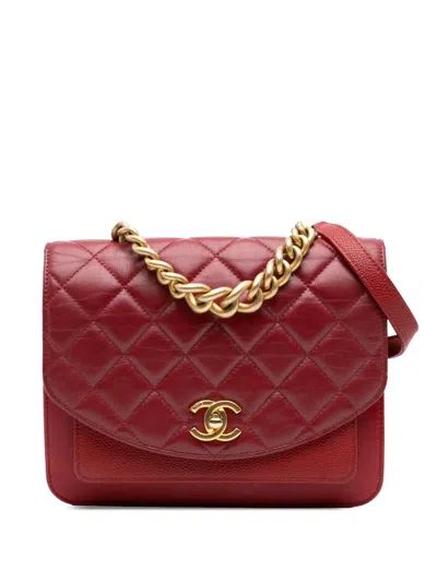 Pre-owned Chanel 2019 Small Quilted Calfskin And Caviar Chain Handle Flap Satchel