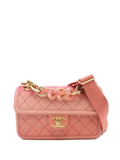 Pre-owned Chanel 2019 Small Quilted Caviar Sunset On The Sea Flap Satchel
