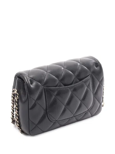 Pre-owned Chanel 2019 Small Quilted Lambskin My Precious Pearls Chain Flap Crossbody Bag In Black