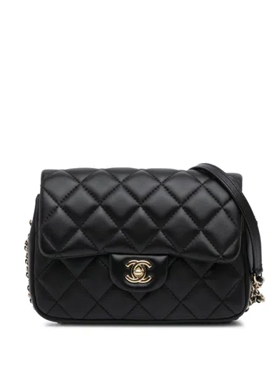 Pre-owned Chanel 2019 Small Quilted Lambskin My Precious Pearls Flap Crossbody Bag In Black